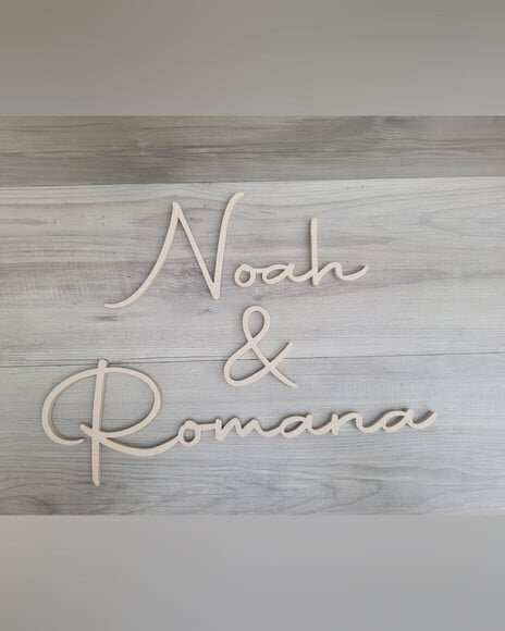 Nome de Parede Personalizado mdf Linha Aut - Noah & Romana
