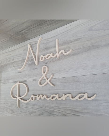 Nome de Parede Personalizado mdf Linha Aut - Noah & Romana