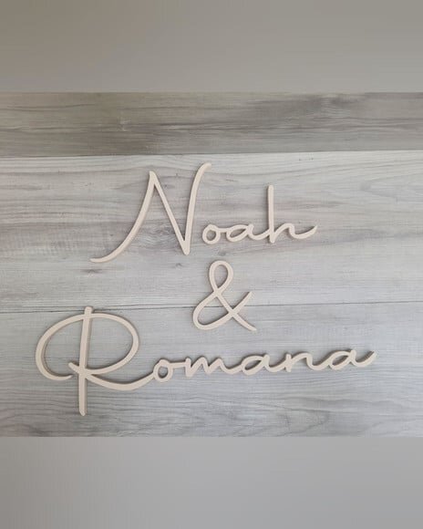 Nome de Parede Personalizado mdf Linha Aut - Noah & Romana