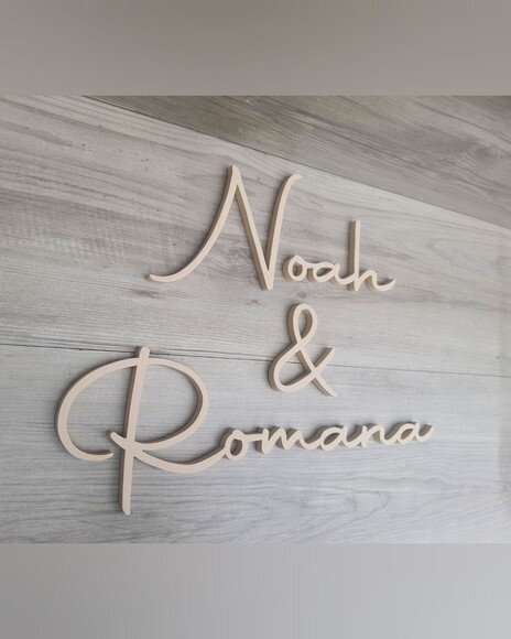 Nome de Parede Personalizado mdf Linha Aut - Noah & Romana