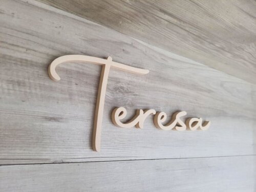 Nome de Parede Personalizado mdf Linha Aut - Teresa