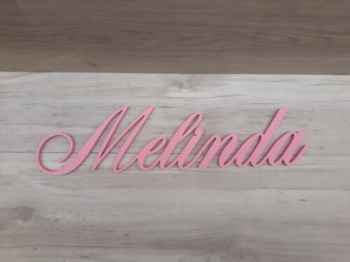 Nome Decorativo de Parede em MDF Mod ACP2 - Melinda - 13 cm