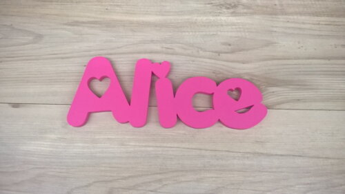 Nome Decorativo De Parede Em Mdf Mod Pk - Alice - 13 Cm