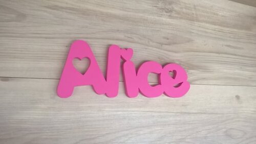 Nome Decorativo De Parede Em Mdf Mod Pk - Alice - 13 Cm