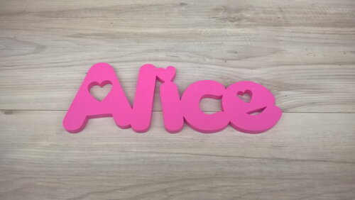 Nome Decorativo De Parede Em Mdf Mod Pk - Alice - 13 Cm