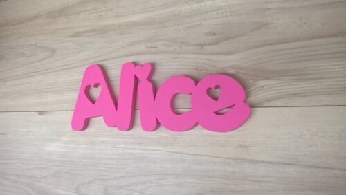 Nome Decorativo De Parede Em Mdf Mod Pk - Alice - 13 Cm