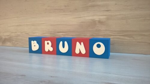 Nome em Cubos - Mod Infantil - 10 x 10 x 10 cm - 5 Letras