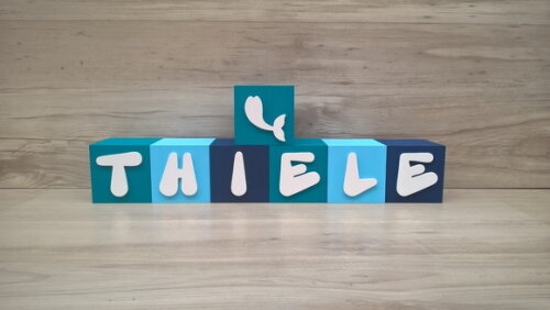 Nome em Cubos - Mod Sereia - 10 x 10 x 10 cm -7 Letras