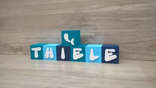 Nome em Cubos - Mod Sereia - 10 x 10 x 10 cm -7 Letras