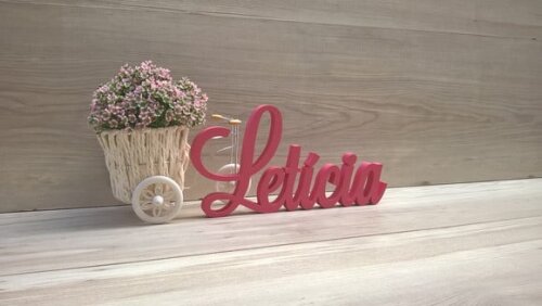Nome em mdf - Peça de Mesa Linha Ls - Letícia 10 cm