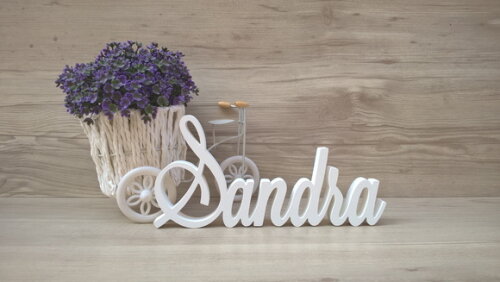 Nome em MDF - Peça de mesa Linha LS - Sandra 13 cm