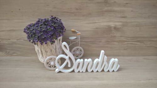 Nome em MDF - Peça de mesa Linha LS - Sandra 13 cm