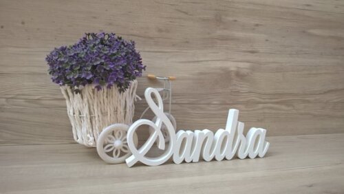 Nome em MDF - Peça de mesa Linha LS - Sandra 13 cm