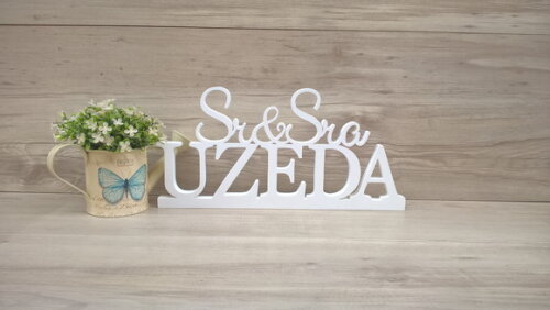Nome em mdf - Peça de mesa Sr e Sra com Sobrenome