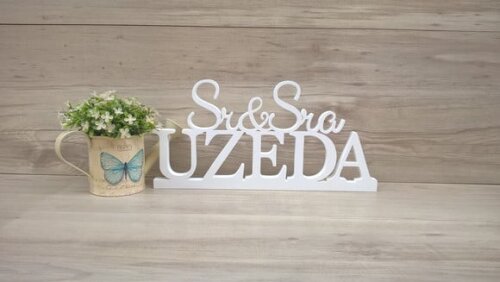 Nome em mdf - Peça de mesa Sr e Sra com Sobrenome