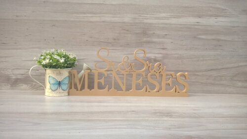 Nome em mdf - Peça de mesa Sr e Sra com Sobrenome