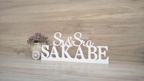 Nome em mdf - Peça de mesa Sr e Sra com Sobrenome