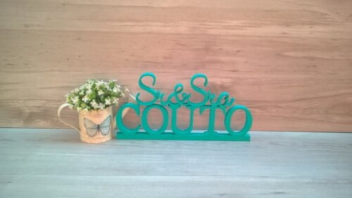 Nome em mdf - Peça de mesa Sr e Sra com Sobrenome