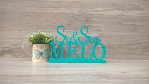Nome em mdf - Peça de mesa Sr e Sra com Sobrenome