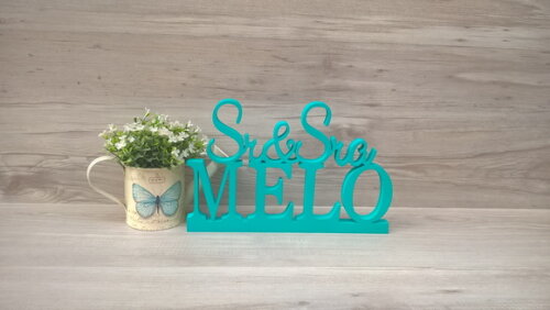 Nome em mdf - Peça de mesa Sr e Sra com Sobrenome