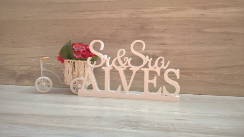 Nome em mdf - Peça de mesa Sr e Sra com Sobrenome