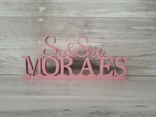 Nome em mdf - Peça de Mesa Sr e Sra com Sobrenome
