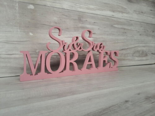 Nome em mdf - Peça de Mesa Sr e Sra com Sobrenome