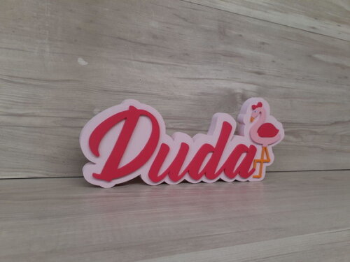 Nome em mdf - Peça de Mesa Tema Flamingo - Duda - 12 cm