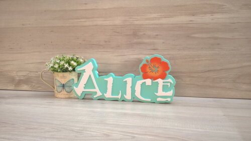 Nome em MDF - Peça de mesa Tema MOANA - Alice 15 cm