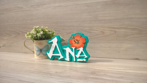 Nome em MDF - Peça de mesa Tema MOANA - Ana 12 cm