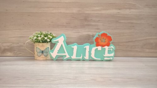 Nome em MDF - Peça de mesa Tema MOANA - Alice 15 cm