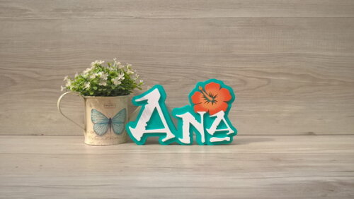Nome em MDF - Peça de mesa Tema MOANA - Ana 12 cm