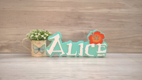 Nome em MDF - Peça de mesa Tema MOANA - Alice 15 cm
