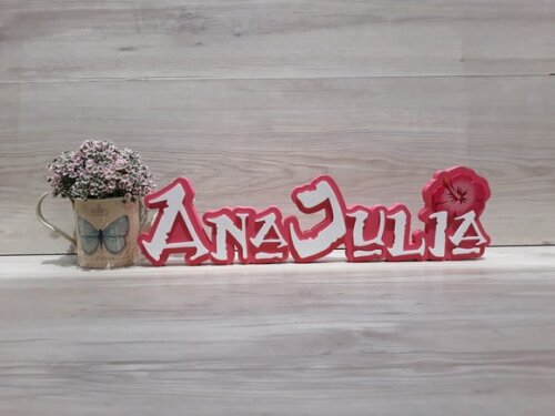 Nome em MDF - Peça de mesa Tema MOANA - Ana Julia 12 cm