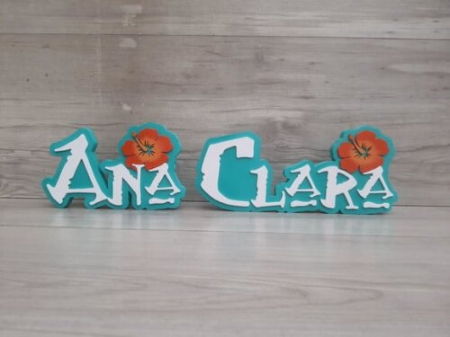 Nome em mdf - Peça de Mesa Tema Moana - Ana Clara - 12 cm