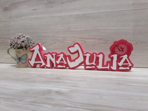 Nome em MDF - Peça de mesa Tema MOANA - Ana Julia 12 cm