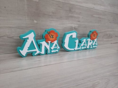 Nome em mdf - Peça de Mesa Tema Moana - Ana Clara - 12 cm