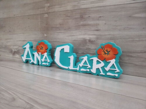 Nome em mdf - Peça de Mesa Tema Moana - Ana Clara - 12 cm