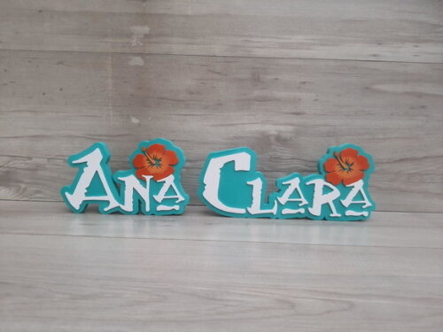 Nome em mdf - Peça de Mesa Tema Moana - Ana Clara - 12 cm