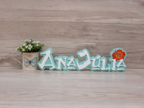 Nome em MDF - Peça de mesa Tema MOANA - Ana Júlia 12 cm