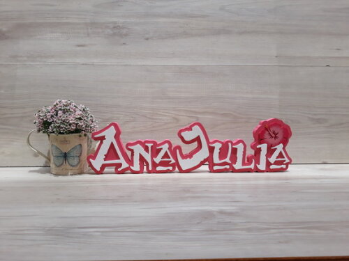 Nome em MDF - Peça de mesa Tema MOANA - Ana Julia 12 cm