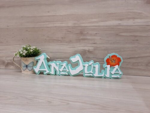 Nome em MDF - Peça de mesa Tema MOANA - Ana Júlia 12 cm