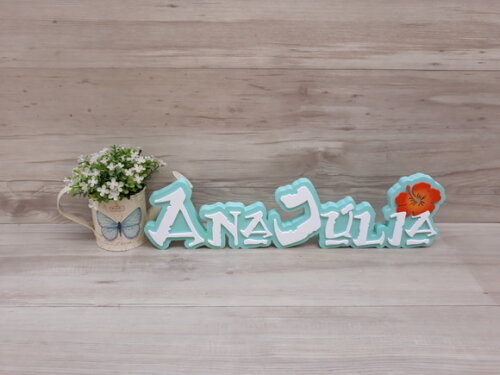 Nome em MDF - Peça de mesa Tema MOANA - Ana Júlia 12 cm