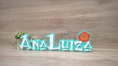 Nome em MDF - Peça de mesa Tema MOANA - Ana Luiza 12 cm