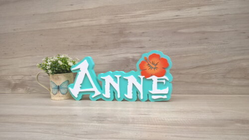 Nome em MDF - Peça de mesa Tema MOANA - Anne 15 cm