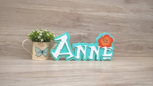 Nome em MDF - Peça de mesa Tema MOANA - Anne 15 cm
