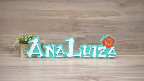 Nome em MDF - Peça de mesa Tema MOANA - Ana Luiza 12 cm