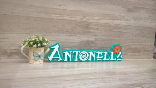 Nome em MDF - Peça de mesa Tema MOANA - Antonella 12 cm