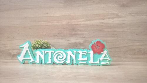 Nome em MDF - Peça de mesa Tema MOANA - Antonela 15 cm