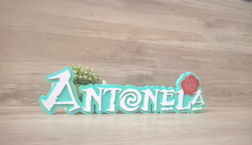 Nome em MDF - Peça de mesa Tema MOANA - Antonela 15 cm